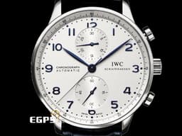 IWC 萬國錶 Protuguese 大葡萄牙 計時碼表 IW371446&nbsp;不鏽鋼材質 <font color="#0582f5">經典款 葡萄牙 藍鋼指針款  白色面盤</font>&nbsp;自動上鏈 40.9mm