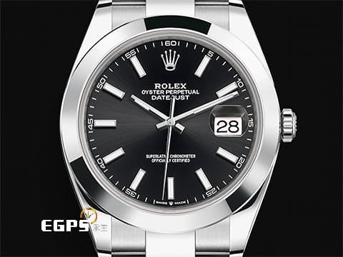 ROLEX 勞力士 DateJust 41 蠔式日誌型 126300 亮黑色面盤 DJ41 不鏽鋼&nbsp;2024年保卡 蠔式（Oyster）三節錶帶  自動上鍊 41mm