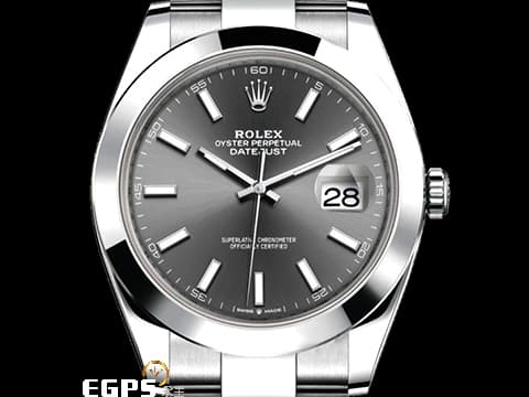 ROLEX 勞力士 Datejust 41 蠔式日誌型 126300 石板灰色錶面 柱狀時標 DJ41 不鏽鋼 大三針 2022年保單 蠔式（Oyster）三節錶帶 自動上鍊 41mm