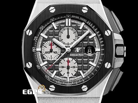 Audemars Piguet AP錶 愛彼 Royal Oak Offshore 皇家橡樹離岸型 鈦貓 26400IO.OO.A004CA.01 鈦金屬 陶瓷錶圈 2017年保單 深灰色面盤 計時碼表 男錶 44mm