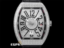 Franck Muller 法蘭穆勒 FM Vanguard V41 不鏽鋼材質 <font color="#05f0f0">精鑲鑽錶 精鑲滿天星面盤</font> 自動上鍊&nbsp;40.8X50mm