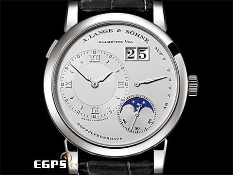 A. LANGE &amp; SÖHNE 朗格 Lange 1 Moonphase Platinum 109.025 鉑金材質 月相功能、大日期窗、動力儲存顯示&nbsp;台灣公司貨&nbsp;手動上鏈 38.5mm