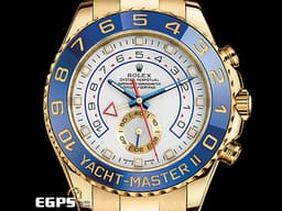 ROLEX 勞力士 Yacht-Master II 蠔式 遊艇名仕型 116688&nbsp;<font color="#3163b4">絕版藍鋼指針面盤 藍色陶瓷錶圈</font>&nbsp;帆船 倒數 計時碼表&nbsp;<font color="#f0dc7a">18K黃金材質</font>&nbsp;全金大遊艇&nbsp;<font color="#FF0000">2017年保單</font> 自動上鍊 44mm