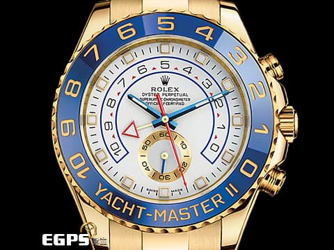 ROLEX 勞力士 Yacht-Master II 蠔式 遊艇名仕型 116688&nbsp;絕版藍鋼指針面盤 藍色陶瓷錶圈&nbsp;帆船 倒數 計時碼表&nbsp;18K黃金材質&nbsp;全金大遊艇&nbsp;2017年保單 自動上鍊 44mm