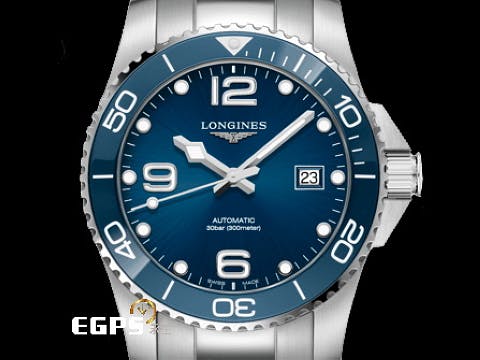 LONGINES 浪琴 HydroConquest 康卡斯 深海征服者 L37824966 藍色面盤 藍色陶瓷圈 藍水鬼 浪鬼 不鏽鋼材質&nbsp;2019年台灣公司貨&nbsp;潛水錶 自動腕錶  43mm