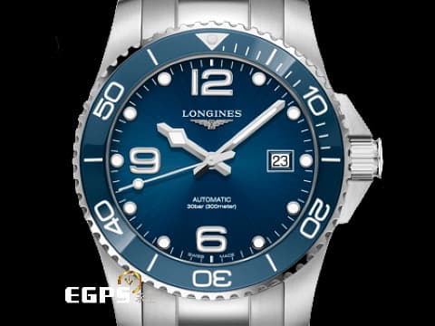 LONGINES 浪琴 HydroConquest 康卡斯 深海征服者 L37824966 藍色面盤 藍色陶瓷圈 藍水鬼 浪鬼 不鏽鋼材質&nbsp;2019年台灣公司貨&nbsp;潛水錶 自動腕錶  43mm