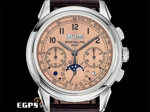 Patek philippe 百達翡麗 PP 5270P-001 鉑金材質 5270P Platium 萬年曆 月相顯示 計時功能 超複雜功能時計系列  消失在百達翡麗官網 停產絕跡的誘人鮭魚  傳奇經典鮭魚色面盤&nbsp;2021年保單 手上鍊 41mm