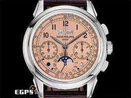 Patek philippe 百達翡麗 PP 5270P-001 鉑金材質 5270P Platium 萬年曆 月相顯示 計時功能 超複雜功能時計系列 <font color="#fbbc65"> 消失在百達翡麗官網 停產絕跡的誘人鮭魚 <font style=""> 傳奇經典鮭魚色面盤</font></font><font color="#ff0000">&nbsp;2021年保單 </font>手上鍊 41mm