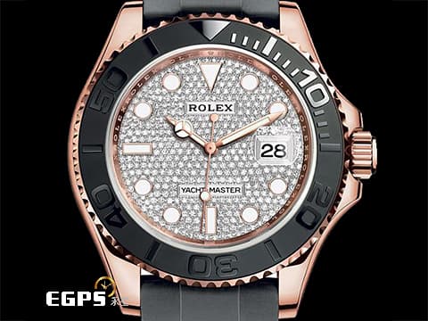 ROLEX 勞力士 Yacht-Master 126655 遊艇名仕 永恆玫瑰金材質 黑色陶瓷錶圈 自動上鍊 2022年保單，稀有原鑲滿天星面   此錶歡迎各路錶友以 PP、AP、勞力士 來店交換，本店將以最高價評估～ 40mm