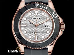 ROLEX 勞力士 Yacht-Master 40 蠔式 遊艇名仕型 126655 Pave <font color="#cadff0">原廠鑲鑽 滿天星面盤</font> 永恆玫瑰金 刻度陶瓷錶圈 <font color="#FF0000">2023年保單 新款3235機芯 Glidelock快調延展錶扣</font> 自動上鍊 40mm