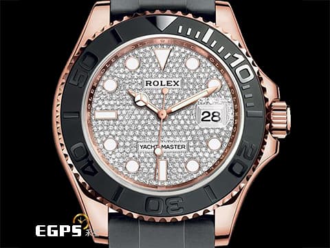 ROLEX 勞力士 Yacht-Master 40 蠔式 遊艇名仕型 126655 Pave 原廠鑲鑽 滿天星面盤 永恆玫瑰金 刻度陶瓷錶圈 2023年保單 新款3235機芯 Glidelock快調延展錶扣 自動上鍊 40mm