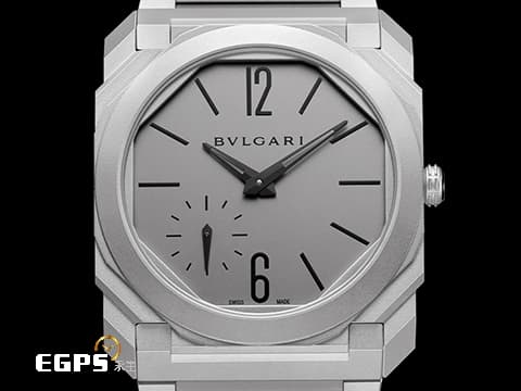 BVLGARI 寶格麗 Bulgari Octo Finissimo 系列 102713 八角形多稜角設計外框&nbsp;PT950 鉑金微型自動盤&nbsp;小秒針 超薄 鈦金屬 2023年台灣公司貨 自動上鍊 40mm