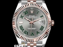 ROLEX 勞力士 Datejust 41 蠔式日誌型 126331 <font color=#228B22>綠羅馬時標面盤</font> 半金款 永恆玫瑰金 DJ41 經典三角坑紋錶圈 <font color=#FF0000>2024年保卡 紀念型（Jubilee）五銖錶帶</font> 自動上鍊 41mm