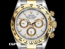 ROLEX 勞力士 Daytona 116503 宇宙計時型 迪通拿 計時碼錶 <font color=#33CCFF>停產款</font> <font color=#F0F0F0>白色面盤</font> 18K黃金 半金款 <font color=#FF0000>2023年保卡 錶友珍藏未使用品</font> 賽車錶 自動上鍊 40mm