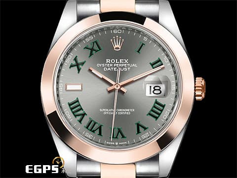 ROLEX 勞力士 DATEJUST 126301 經典 蠔式日誌型 DJ41 18K玫瑰金材質 半金款 綠羅馬時標面盤  2025年新式保卡 自動上鍊 41mm