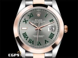 ROLEX 勞力士 DATEJUST 126301 經典 蠔式日誌型 DJ41 18K玫瑰金材質 半金款 <font color="#009100">綠羅馬時標面盤</font>  <font color="#FF0000">2025年新式保卡</font> 自動上鍊 41mm