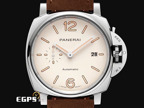 PANERAI 沛納海  LUMINOR DUE PAM1046 小秒針 PAM01046 白色奶油面盤 夜光指針   2020年保單   沛納海專利護橋 不鏽鋼  自動上鍊 42mm