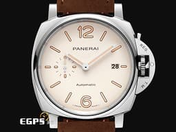 PANERAI 沛納海  LUMINOR DUE PAM1046 小秒針 PAM01046 白色奶油面盤 夜光指針  <font color="#FF0000"> 2020年保單 </font>  沛納海專利護橋 不鏽鋼  自動上鍊 42mm