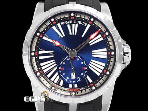 ROGER DUBUIS 羅傑杜彼 DBEX0602 Excalibur 王者系列 不鏽鋼材質 藍色放射紋面盤 夜光指針及時標 2019年保單 台灣公司貨&nbsp; 自動上鍊 45mm