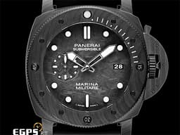 PANERAI 沛納海 潛行系列 SUBMERSIBLE MARINA MILITARE PAM00979 <font color=#FFFF33>CARBOTECH 類碳纖維材質 新輕薄材質大錶徑 PAM979</font>  潛水錶  <font color=#FF0000> 獨特鍛造碳材質美型面盤 新夜光塗料白色時標 2022年保單 </font> 自動上鍊 47mm