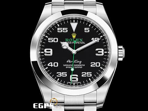 ROLEX 勞力士 Oyster Perpetual 蠔式 Air-King 空中霸王 116900 不鏽鋼材質 綠色秒針、ROLEX品牌銘刻 黃色皇冠 
 2018年保卡 台灣公司貨 飛行錶 自動上鍊 40mm