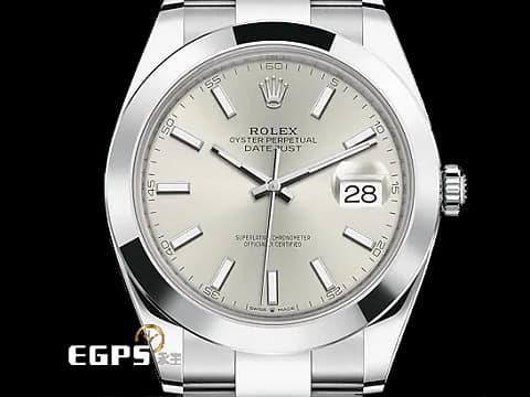 ROLEX 勞力士 Datejust 41 蠔式日式型 126300 銀色太陽紋面盤 柱狀時標 經典 DJ41 不鏽鋼 2024年新式綠卡 蠔式（Oyster）三節錶帶 自動腕錶 41mm