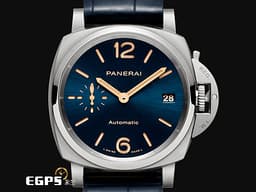 PANERAI 沛納海 Luminor Due 3 Day PAM926 三日鍊 小秒針 PAM00926 <font color="#2546cb">藍色放射紋三明治面盤</font> 鈦金屬&nbsp;<font color="#FF0000">2019年保單 </font> 自動上鍊 38mm
