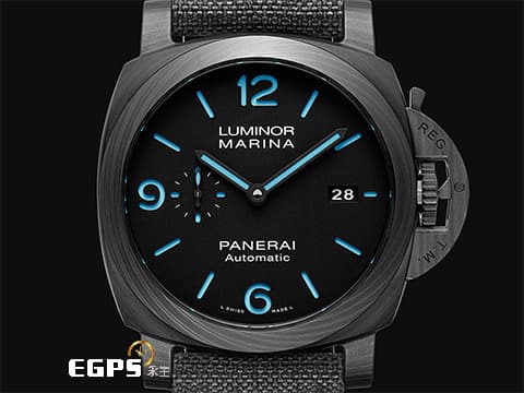 PANERAI 沛納海 Luminor Marina Carbotech 碳纖維複合材質錶殼 PAM1661 ���色夜光三明治面盤 PAM01661 三日鍊 小秒針 2022年保單 自動上鍊 44mm