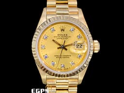 ROLEX 勞力士 Datejust 蠔式日誌型 69178 <font color="#f9ed62">原廠鑽石時標面盤</font>&nbsp;18K黃金材質 經典三角坑紋錶圈&nbsp;自動上鍊 26mm