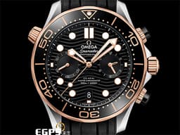 OMEGA 歐米茄 Seamaster 海馬系列 21022445101001黑色面盤 玫瑰金黑色陶瓷錶圈 同軸擒縱 <font color="#FF0000">玫瑰金 半金  膠帶海馬，2021年保單 台灣公司貨 </font>&nbsp;專業潛水錶300米防水 44mm
