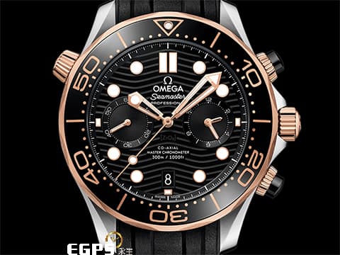 OMEGA 歐米茄 Seamaster 海馬系列 21022445101001黑色面盤 玫瑰金黑色陶瓷錶圈 同軸擒縱 玫瑰金 半金  膠帶海馬，2021年保單 台灣公司貨 &nbsp;專業潛水錶300米防水 44mm