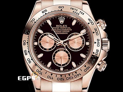 ROLEX 勞力士 Cosmograph Daytona 宇宙計時型 迪通拿 116505 計時碼表 黑色錶面搭配日亮金計時盤 永恆玫瑰金&nbsp;2018年保卡 賽車錶 自動上鏈 40mm