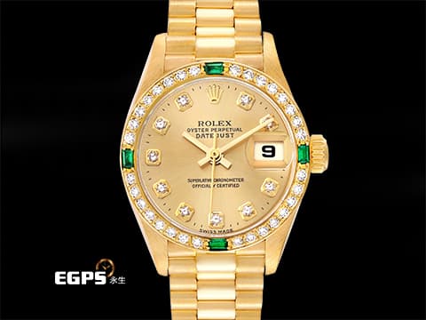 ROLEX 勞力士 Datejust 蠔式日誌型 69078 18K黃金材質&nbsp;原廠鑽石時標、錶圈&nbsp;台灣公司貨 自動上鍊 26mm