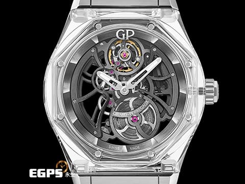 GIRARD PERREGAUX GP 芝柏 LAUREATO 桂冠系列 ABSOLUTE LIGHT 81071-43-231-FB6A 八角形藍寶石水晶玻璃錶殼 鏤空面盤 2020年保單 全球限量88只 新錶訂價：2,530,000元&nbsp;自動上鏈&nbsp;44mm