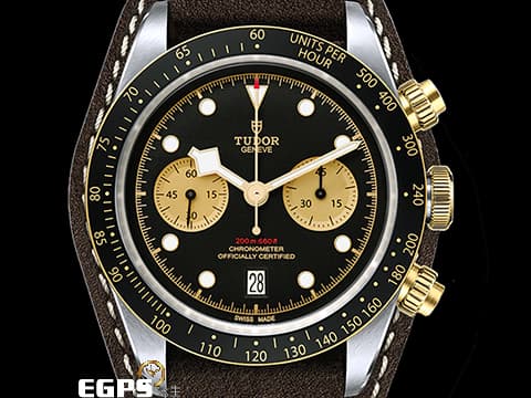 TUDOR 帝舵 Black Bay Chrono S&amp;G 碧灣 79363N-0002 周杰倫配戴款 18K黃金 半金款 79363 N 搭配棕色仿古皮革軍錶帶 計時碼表 賽車錶&nbsp;2025年保卡&nbsp;自動上鍊 41mm