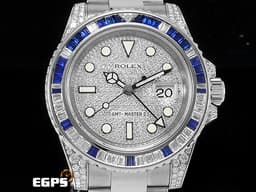 ROLEX 勞力士 GMT Msater II 格林威治型 116759 116759SA 18K白金材質 <font color=#FF0000>原鑲藍寶石鑲鑽錶圈、滿天星鑽石面盤、鑲鑽錶耳</font>  <font color=#FFFF33> 此錶歡迎各路錶友以PP、AP、勞力士 來店交換，本店將以最高價評估～</font> 自動上鍊 40mm