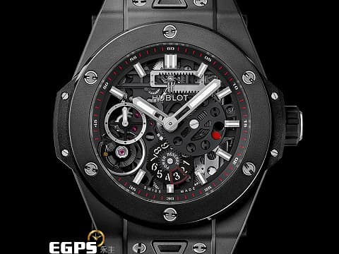 HUBLOT 宇舶 Big Bang 大爆炸 MECA-10 Black Magic 45 黑色魔力&nbsp;黑陶瓷&nbsp;414.CI.1123.RX 十日鍊&nbsp;特殊三方動能顯示 鏤空面盤 2023年電子保單&nbsp;手上鍊 45mm