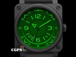 Bell &amp; Ross 柏萊士 Instruments系列 BR03-92-CBL 黑陶瓷 <font color="#00ff00">綠色藍寶石水晶玻璃</font> HUD抬頭顯示器概念 <font color="#FF0000">全球限量999只 2020年保卡 台灣公司貨</font>&nbsp;飛行錶 自動上鍊 42mm