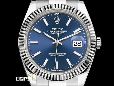 ROLEX 勞力士 DATEJUST 126334 蠔式日誌型 藍色面盤 DJ41 經典三角坑紋錶圈 2024年保單 新式保卡 自動上鍊 41mm