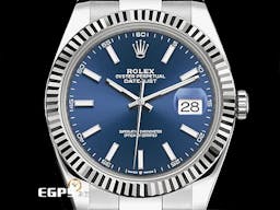 ROLEX 勞力士 Datejust 41 蠔式日誌型 126334 <font color=#0066FF>亮藍色面盤</font> 不鏽鋼 DJ41 經典三角坑紋錶圈 <font color=#FF0000>2024年保卡 蠔式（Oyster）三節錶帶</font> 自動上鍊 41mm