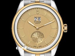 TUDOR 帝舵 GLAMOUR DOUBLE DATE  M57103-0003   半金 金色面盤 <font color=#FF0000>2024年新式保卡 半金腕錶超值首選款</font> 透明表背 自動上鍊 42mm