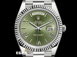 ROLEX 勞力士 Oyster Day-Date 40 蠔式 日期星期型 228239 <font color="#6b8e23">紀念60周年 橄欖綠色面盤&nbsp;</font>18K白金材質 DD40 經典三角坑紋錶框&nbsp;<font color="#ff0000">2021年新式保卡&nbsp;元首型（President）總統帶</font>&nbsp;自動上鍊 40mm