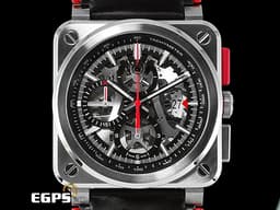 BELL & ROSS 柏萊士 INSTRUMENTS BR03-94 AERO GT RED 概念跑車款<font color=#FF0000> 全球限量500只 全新客製化黑色穿孔搭配紅色滾邊小牛皮錶帶 </font> 鏤空腕錶 自動上鍊 42mm