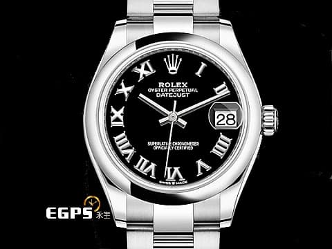 ROLEX 勞力士 Oyster Perpetual0 Datejust 31 蠔式恆動 278240 不鏽鋼材質 經典黑色羅馬面盤黑色面盤 羅馬時標，蠔式三節錶帶2024年新式保卡 自動上鍊 31mm