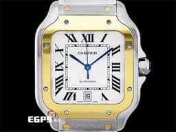 CARTIER 卡地亞 Santos 100 de Cartier 山度士 W2SA0006 白色面盤 羅馬數字時標 18K黃金 半金 鍊帶款 <font color="#FF0000">最新款快拆式錶帶，另附原廠咖啡色皮帶及摺疊扣，2019年保單</font> 自動上鍊 40mm