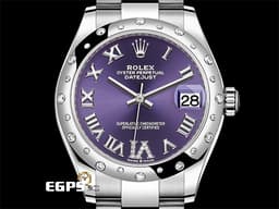 ROLEX 勞力士 Datejust 31 蠔式日誌型 278344RBR 278344 <font color=#B15BFF>原廠VI、IX鑲鑽時標 茄紫色面盤</font> DJ31 不鏽鋼材質 <font color=#FF0000>2024年新式保卡</font> 自動上鍊 31mm
