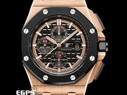 Audemars Piguet 愛彼 AP錶 Royal Oak Offshore <font color="#ff0000">2019年新卡</font> 皇家橡樹 離岸型 ROO 計時碼表 <font color="#f3baa1">26401 RO 玫瑰金 大金貓&nbsp;</font>26401RO.OO.A002CA.02<font color="#fafa01"> 搭配原廠黑色紡織紋橡膠錶帶</font> 陶瓷框&nbsp;自動上鍊 44mm