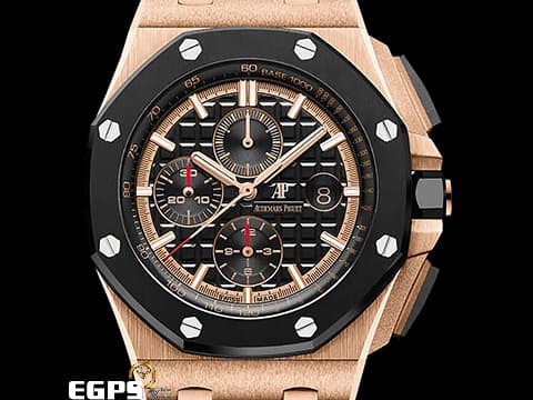 Audemars Piguet 愛彼 AP錶 Royal Oak Offshore 2019年新卡 皇家橡樹 離岸型 ROO 計時碼表 26401 RO 玫瑰金 大金貓&nbsp;26401RO.OO.A002CA.02 搭配原廠黑色紡織紋橡膠錶帶 陶瓷框&nbsp;自動上鍊 44mm