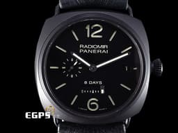 PANERAI 沛納海 RADIOMIR BLACK SEAL PAM384 PAM00384 <font color="#ff0000">霧面黑色陶瓷材質 </font><font color="#fafa01">黑色三明治夾層式錶盤</font>&nbsp;八日鍊 手上鍊&nbsp;45mm