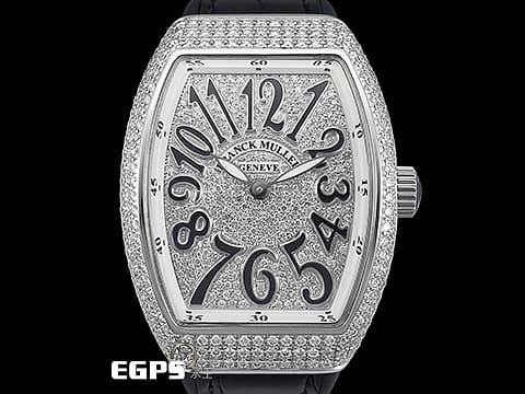 Franck Muller 法蘭穆勒 FM Vanguard Lady V32 黑色 精鑲鑽石，滿天星鑽石面盤 不鏽鋼材質 石英腕錶 32x42.3mm